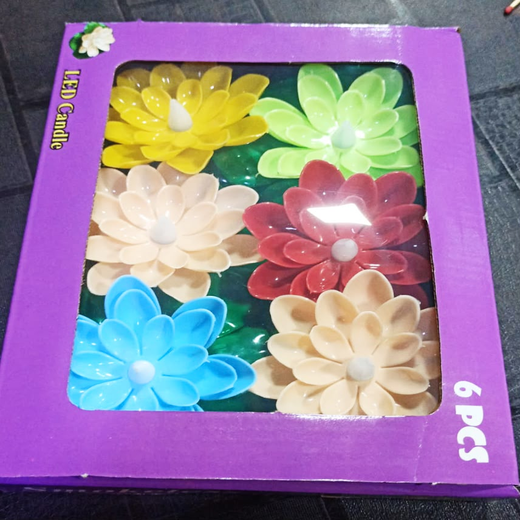 Lotus Water Sensor Plastic Diya (Indian) (6 Piece Box) - 1 Box - Image 3
