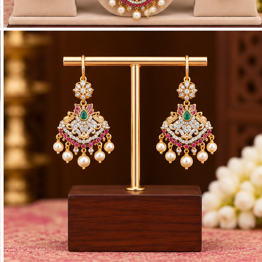 Matte finishing AD stones and floral design Long Haram - Image 4