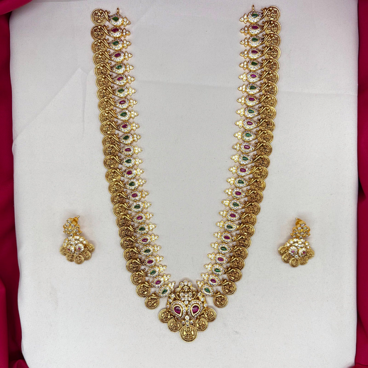 Jadau kundan Stone-Studded With lord Lakshmi Long Necklace