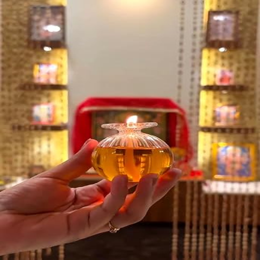 Glass Diya Oil Lamp Round Transparent
