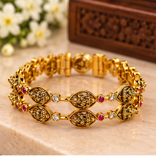 Matte Finishing With Lord Lakshmi Devi Bangle - Image 2