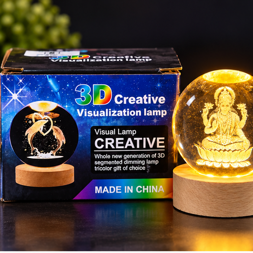 Lakshmi Ji 3D Crystal Ball Lamp