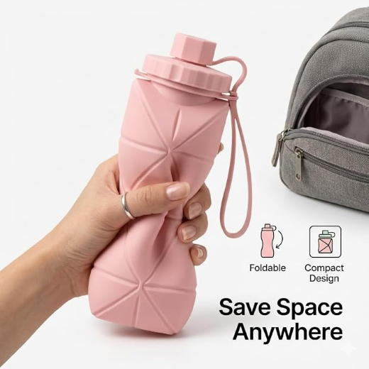 Silicone Foldable Sports Water Bottle - Image 2