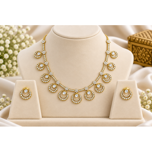 Victorian finishing small American Diamonds Short Necklace - Image 3