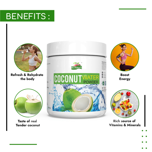 Dr.Patkar's Tender Coconut Water Powder, 375g |Raw| Vegan| Refreshing & Re-Hydrating | Natural Energy Booster - Image 3