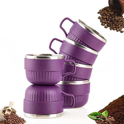 Round Shape Stainless Steel Tea Cup Set of 6