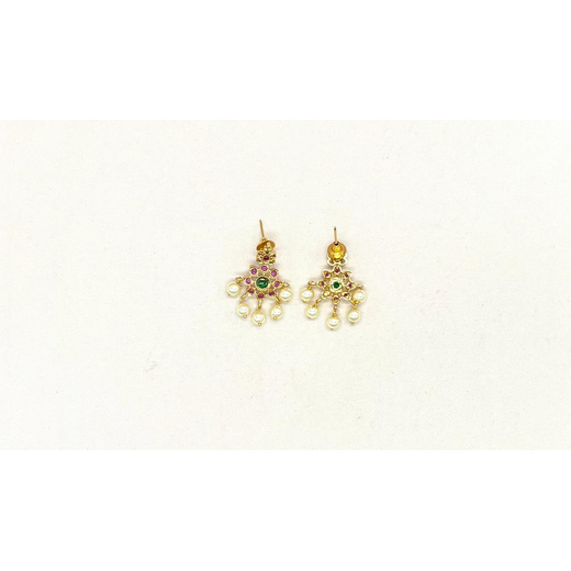 Attigai style AD stones kemp flower Short Necklace - Image 2