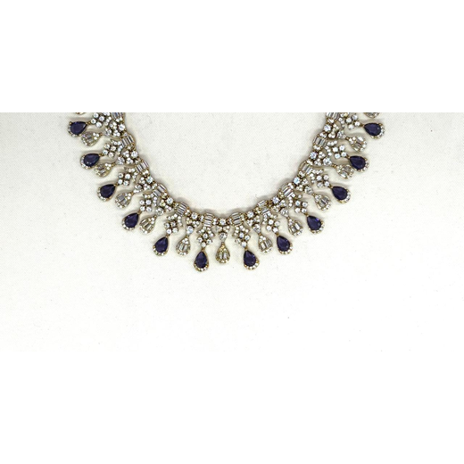 Victorian finishing with Purple stone Short Necklace - Image 2