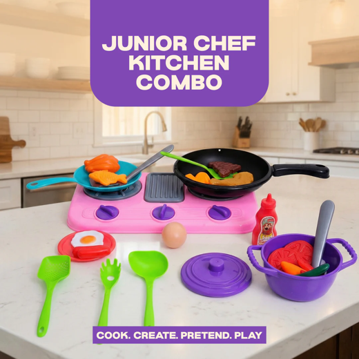 FLYI Kids Kitchen Play Set with Pan & Accessories - Image 4
