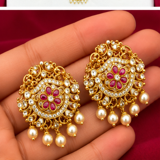 Victorian finishing Jadai Billai With Pink Flower Designed - Image 3