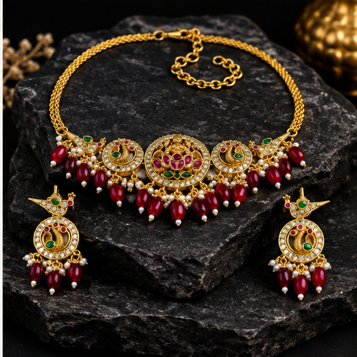 Lord Lakshmi Gold Choker - Image 4