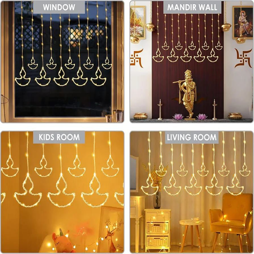 New 5+5 Crystal SMD Diya Curtain Light (Warm White) 🪔✨ - Image 3