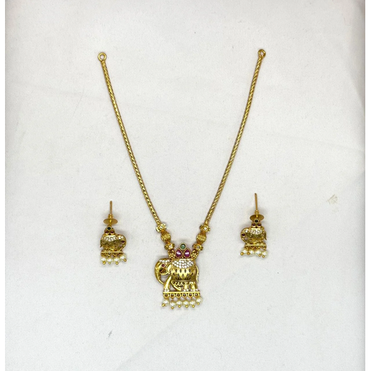 Gold finishing Short Necklace Elephant Designed