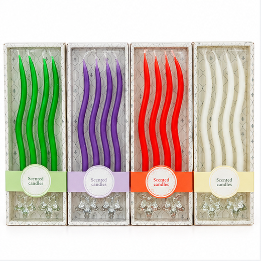4 Piece Spiral Wax Candle Set Wit 2 Stand 🕯️