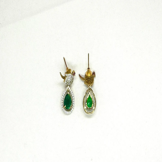 Victorian finishing Green Stone Parrot Designed Kanti - Image 3