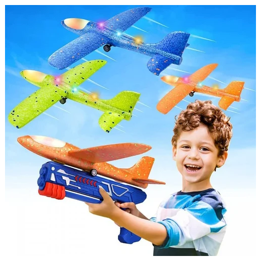 Flying Launcher Gun With Foam Plane