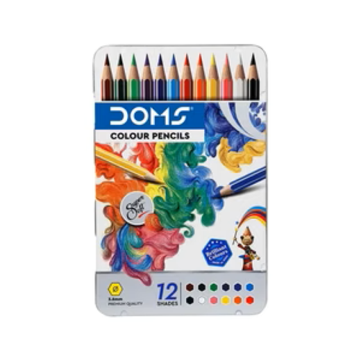 Doms 12 Shades Super Soft Color Pencils Flat Tin Box - Image 2