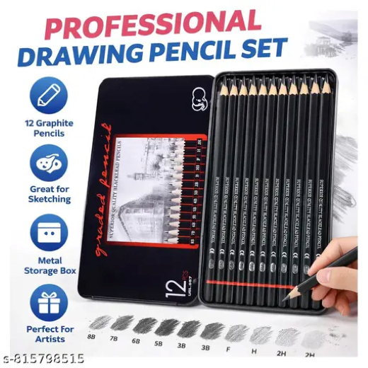 High Quality Black Lead Pencil With Sharper And Eraser - Image 2