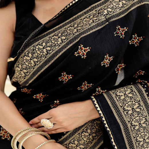 Shweta Tiwari Midnight Black Foil Silk Saree - Image 2