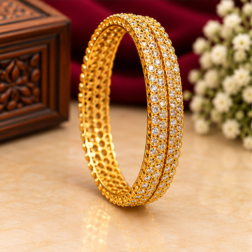 Panchloham American Diamond Leaf-And-Drop Pattern Bangles - Image 3