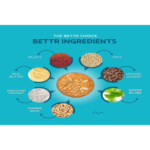 The Bettr Choice Cashew Coconut Millet Cookies - 100% Whole Grain Blend with Natural Butter, Desiccated Coconut, Organic Jaggery, Ginkgo Biloba, No Added Refined Sugar - Healthy Snack - 2 Pack - Image 3