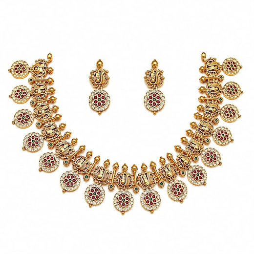 Matte finishing American Diamonds short Bottumala Necklace - Image 3