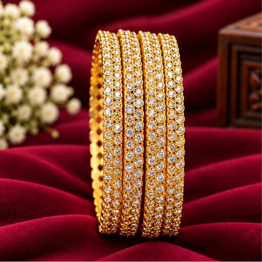 Panchloham American Diamond Leaf-And-Drop Pattern Bangles