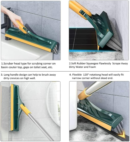 2 in 1 Long Handle Floor Cleaning  Brush With Wiper - Image 3