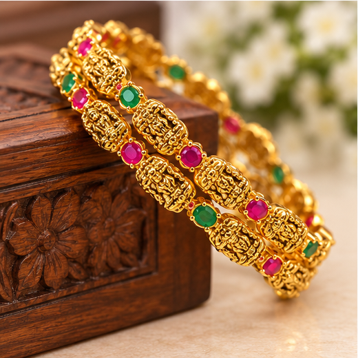 Matte Finishing Lord Lakshmi Bangle - Image 3