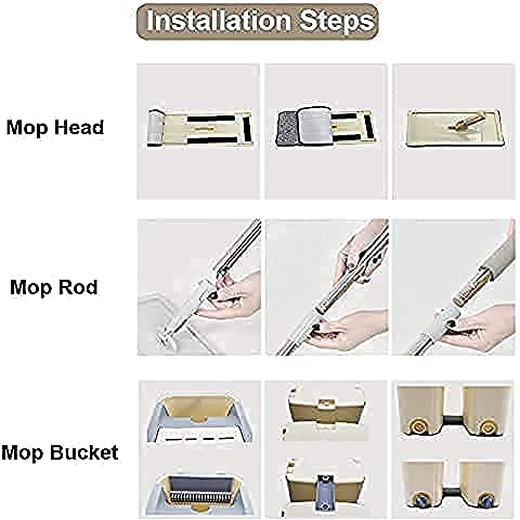 Scratch Mop Flat Mop with Bucket - Image 3