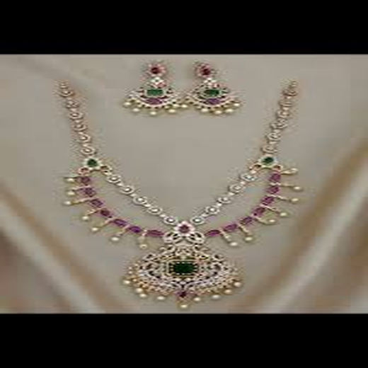 Matte finishing multi stones two layered Short Necklace - Image 3