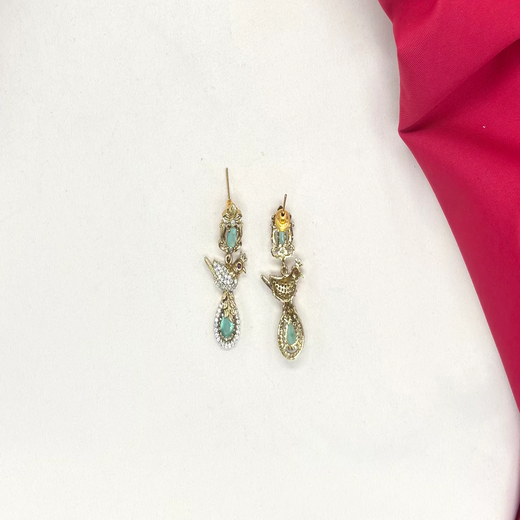 Peacock design with AD Mint-Green Zircon & Moissanite Stones - Image 2