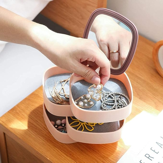 Plastic Rotating Jewelry Organizer Box - Image 2