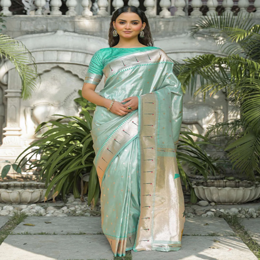 Mint Green Silk Woven Paithani Saree