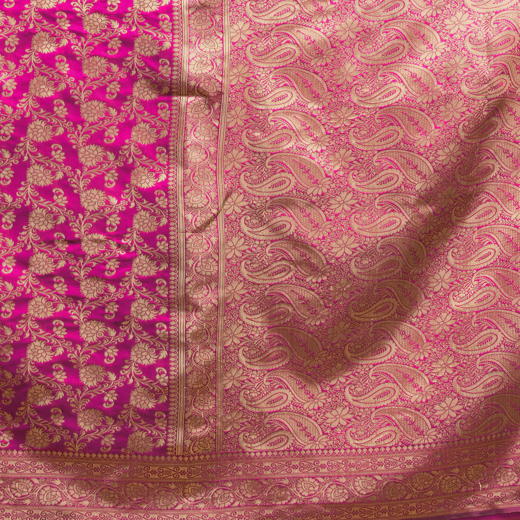 Rani Pink Silk Woven Banarasi Saree - Image 2