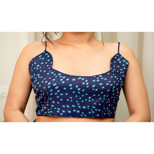 Turquoise Khadi Printed Saree - Image 2