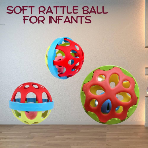 Soft Ball Rattle Teether For Baby Bath Toy Safe Non-Toxic Plastic Col - Image 3