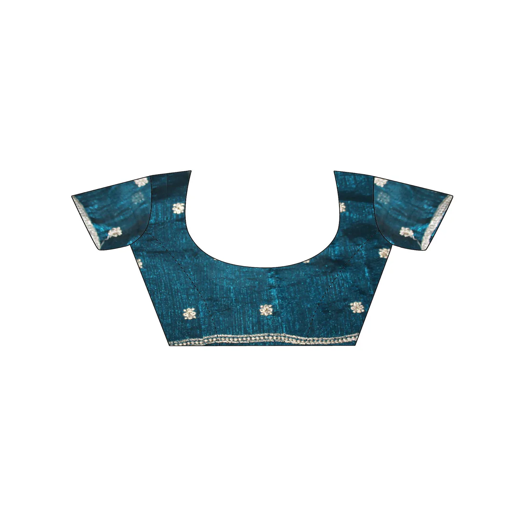 Blue Chiffon Embroidery Saree - Image 2