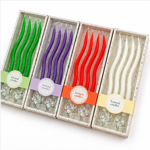 4 Piece Spiral Wax Candle Set Wit 2 Stand 🕯️ - Image 4