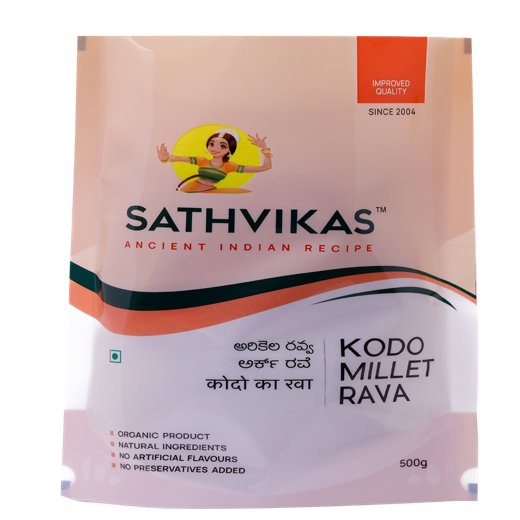 Sathvikas Arikalu / Kodo Millet Ravva (500 grams) Pack Of 1.