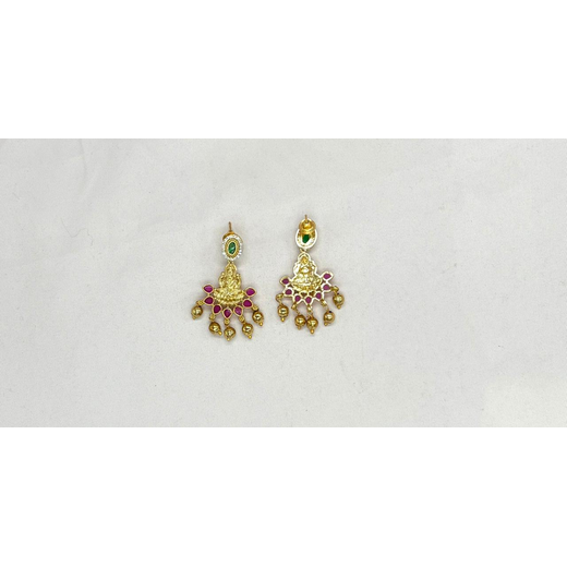 Matte finishing with lord Lakshmi Pink stones Short Necklace - Image 3