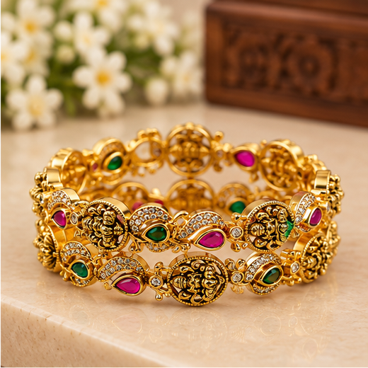 Matte Finishing With Lord Lakshmi Designed Bangle - Image 2