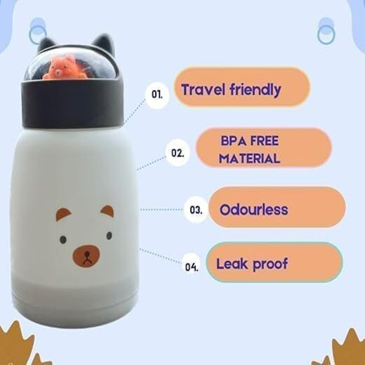 Cute Cat Kids Glass Water Bottle - Image 3