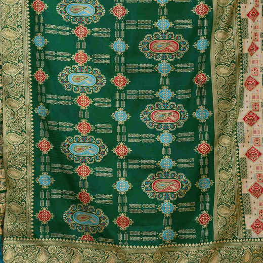 Cream Silk Woven Patola Saree - Image 3