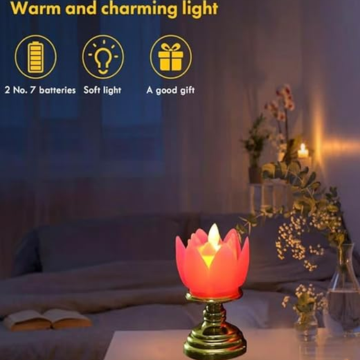 Big Flickering Lotus Candle with stand 🪷✨ - Image 2