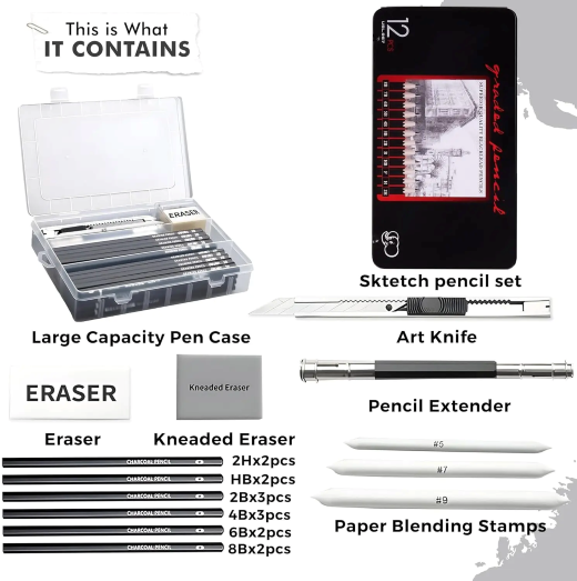 High Quality Black Lead Pencil With Sharper And Eraser
