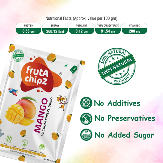 frutA chipZ Freeze Dried Fruit Mango 20 Gms/ Pineapple 20 Gms/ JackFruit 20 Gms | 100% Natural | Healthy Fruit Chips | Ready to Eat | Crunchy | - Image 4