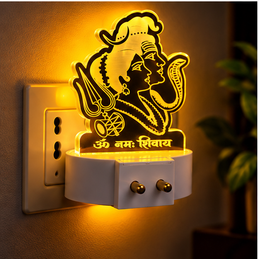 Trans Sheet Multicolour Lighting Shiv Parvati Night Lamp (Size: 10*6.5 Cm) - Image 3