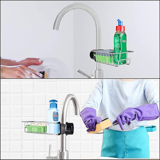 Kitchen Steel Sink Faucet Sponge Scrubber Water - Image 4