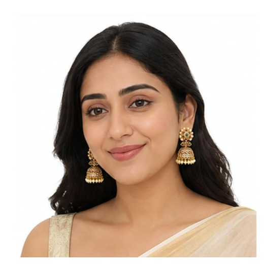 Kemp jhumka ruby, green, and white stones with pearl drops earrings - Image 2